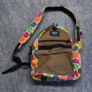 KAVU Convertible Messenger Backpack Fold Top Polka Dot Cotton Bag 14.5x17